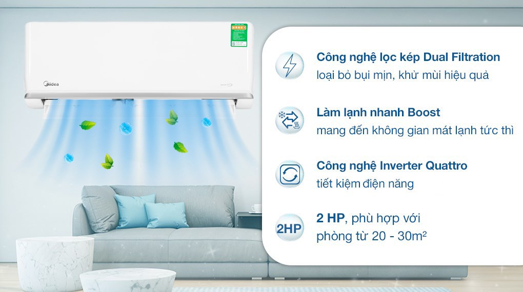 Máy lạnh MIDEA Inverter 2 HP MSAGA-18CRDN8